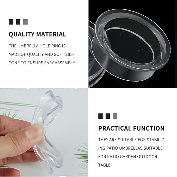 Prudiut 2 Inch Silicon Patio Table Umbrella Hole Ring for Standard Table Hole, 2 Set Umbrella Hole Ring Plug and Cap Set, Outdoor Patio Umbrella Plug for Patio Table