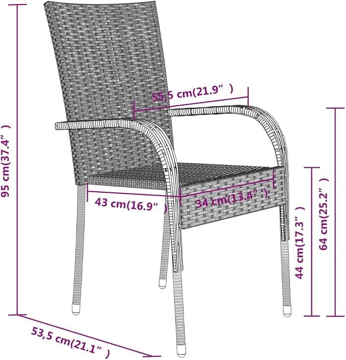 7 Piece Patio Dining Set Gray and Black Outdoor Rattan Table and Chairs with Cushioned Seat for Dining Lounge Garden Backyard