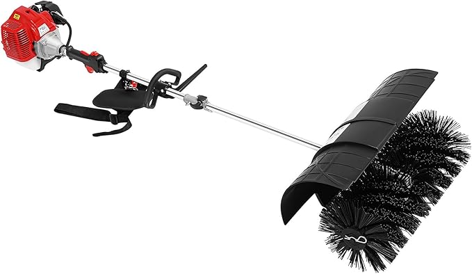 Gas Handheld Sweeper 52cc, 2 Stroke 2.3HP Engine Power Snow Sweeping Broom, 20.47in Wide Turf Lawns Artificial Grass Power Brush Lawn Sweeper Cleaner Tools with Blow Function