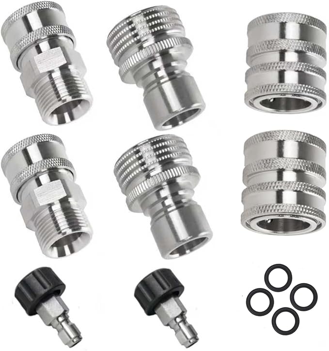 Pressure Washer Quick Connect Kit,8 Pack Stainless Steel Quick Disconnect Kit, M22 14mm Swivel to 3/8" Quick Connect, 3/4" to Quick Release