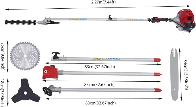 51.7CC 2 Stroke Gas Powered Weed Wacker 4 in 1 Weed Eater Brush Cutter, Gas Weed Trimmer Gas Weedeaters Grass Trimmer for Weed, Brush