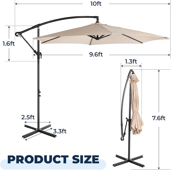 Bonnlo Patio Umbrella with Easy Push Button Tilt Outdoor Patio Umbrella Backyard Market Table Umbrella