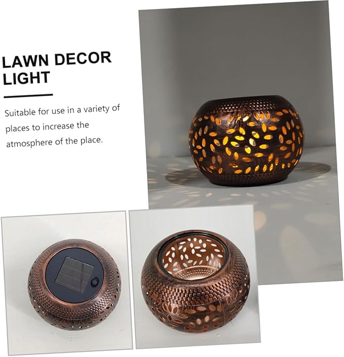Milisten 1pc Nordic Industrial Metal Decorative Lawn Light Led Hollow Garden Lamp for Outdoor Decor Iron Art Accent for Patios Lawns and Courtyards