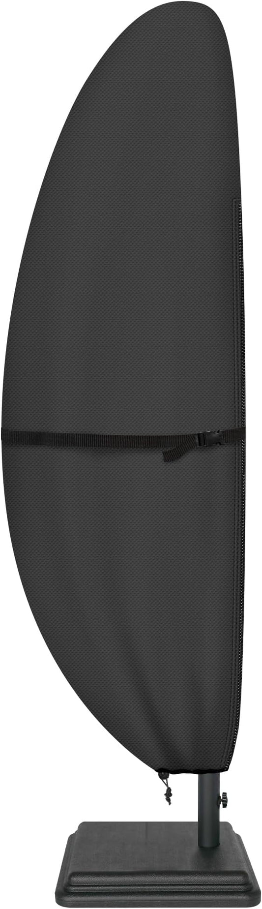 ULTCOVER Patio Parasol 600D Waterproof Outdoor Offset Banana Style Umbrella Cover - Fits Cantilever Offset Umbrella 7.5-11.5 Feet, Black