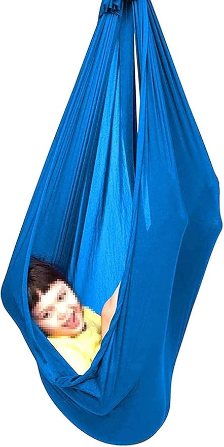 Indoor Sensory Swing Chair for Kids Or Adults Adjustable Aerial Flying Yoga Hammock Children Therapy Hanging Seat Outdoor Garden (Color : Blue, Size : 150 x 280 cm)