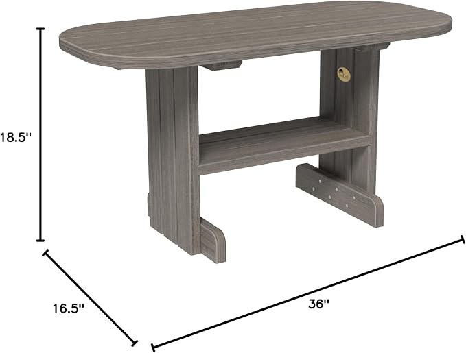LuxCraft Poly Outdoor Coffee Table, Oval Patio Table with Shelf, Weather Resistant Low Tables for Adirondack Chairs & Outdoor Seating - Amish Made in USA (Coastal Gray)
