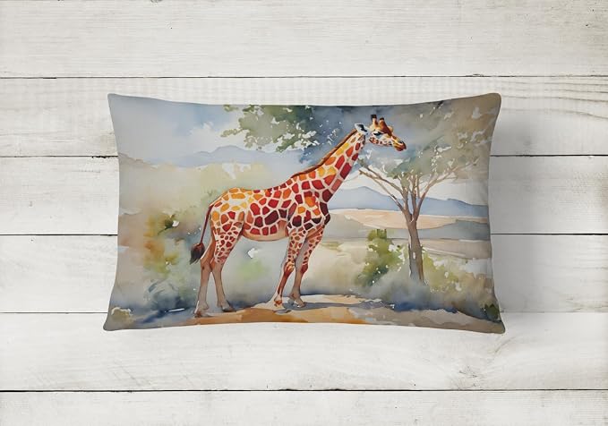 Caroline's Treasures DAC2912PW1216 Giraffe Throw Pillow Machine Washable, Indoor Outdoor Decorative Pillow for Couch, Bed or Patio, 12HX16W