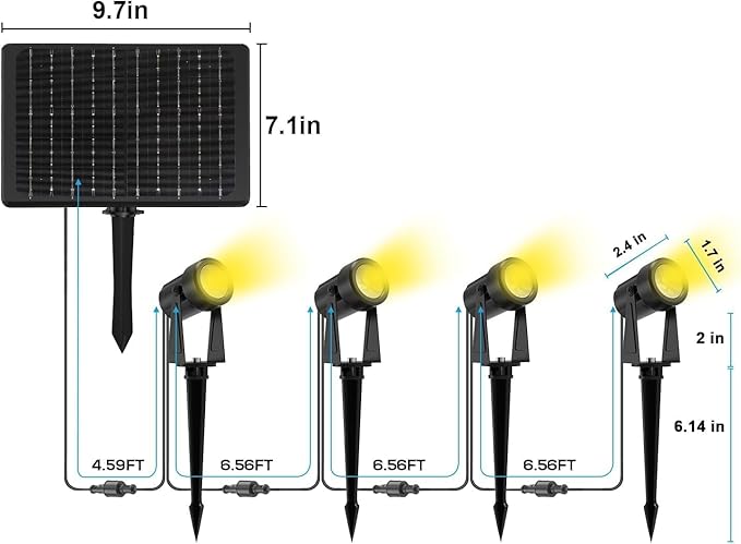 ZYAN Solar Landscape Spotlights, Separate Panels and USB-C Powered Auto On Off Dusk to Dawn, Outdoor IP65 Waterproof Spotlights, Warm White for Yard Path Patio (16 Pack)