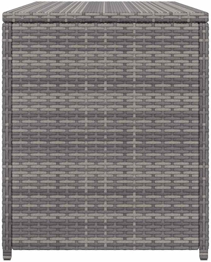 Grey Poly Rattan Garden Storage Box with Water-Resistant Finish, Collapsible Design, and Durable Construction for Outdoor Storage Chest Box