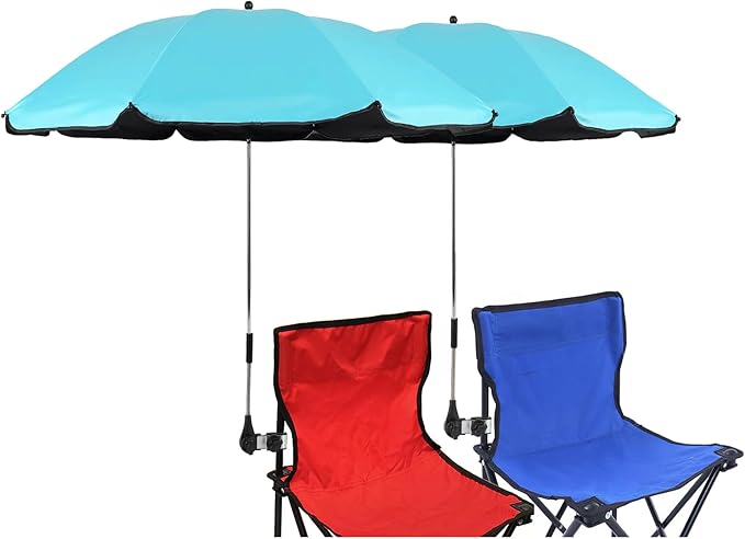 2 Pack Classic 46 Inch D-Blue Portable Umbrellas with Universal Clamp for Patio, Beach, Wheelchair, Golf Carts (Excluding chairs)