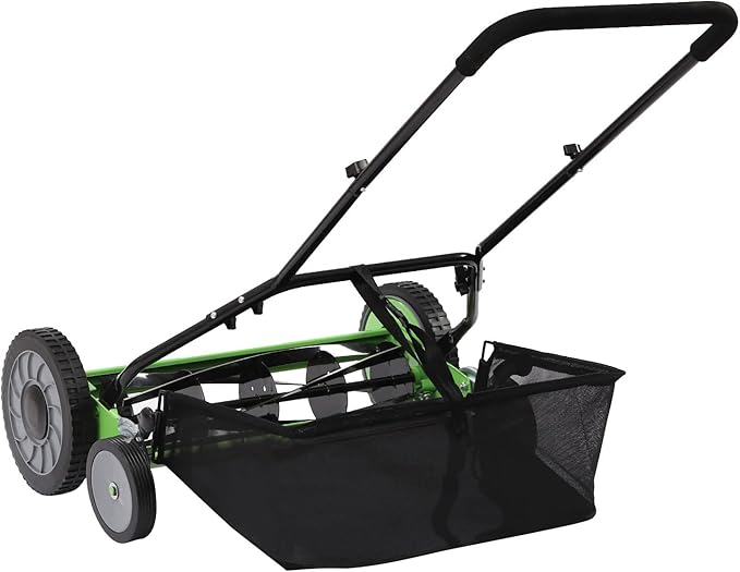 Walk-Behind Lawn Mower, Adjustable Height Push Reel Lawn Mower, Manual Reel Lawn Mower, Dual Wheeled Grass Cutter Sweeper, Reel Mover, Clinder Lawnmower, Push Reel Lawn Mower (20 in)