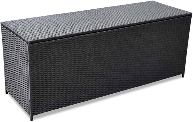deck storage boxes outdoor waterproof,deck,Patio Storage Box Black 59"x19.7"x23.6" Poly RattanDesigned for Courtyard Travel