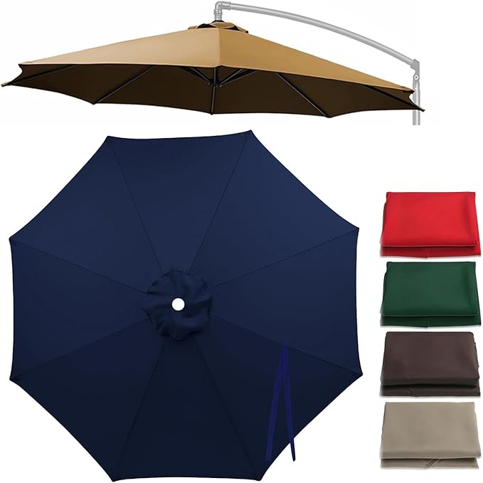 Cantilever Umbrella Replacement Canopy 7.5ft/9ft/10ft/11ft 6/8 Ribs, Fade Resistant Outdoor Offset Patio Umbrella Fabric Cover, Waterproof Shade Top for Deck
