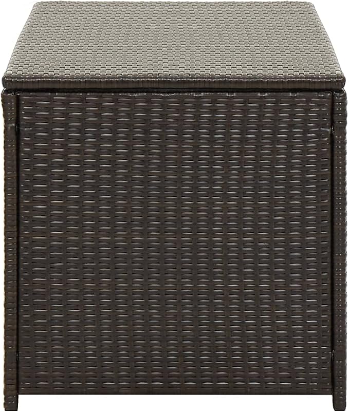Patio Storage Box Poly Rattan 39.3"x19.6"x19.6" Brown Patio Garden Outdoor Storage Container, Furniture Deck box (Weight:22.05 lbs)