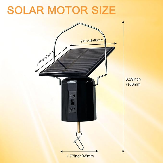 Solar Powered Wind Spinner Motor, Revolving Hanging Display for Wind Spinners, Windchime, Suncatcher, Christmas Ornament, Rotating for Patio Lawn Garden Decor Outdoor Decoration