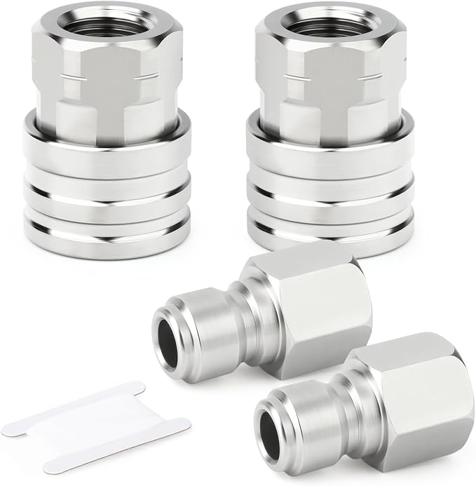TAISHER 2PCS 304 Stainless Steel 1/4" Female NPT High Pressure Washer Quick Connect Coupler for Pressure Washing Gun Hose Accessories