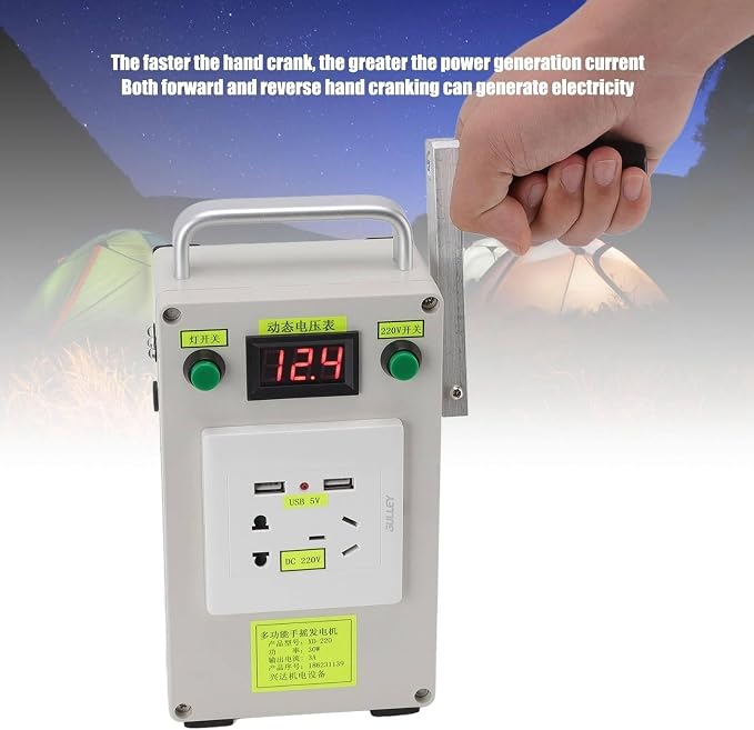 Portable Emergency Hand Generator 30W/150W/500W - Manual Crank Power Supply with Charger & LED Light for Outdoor & Household Use - Reliable Backup Energy Source