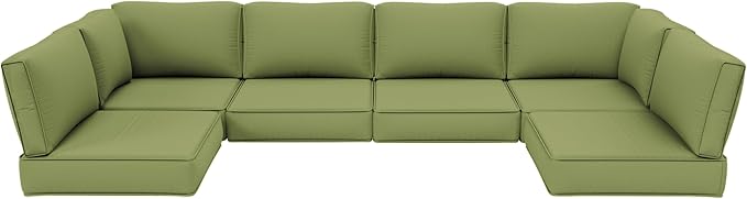 Outdoor Furniture Replacement Cushions, 5" Foam Foam High-Density, Fits 6-seat Sectional Rattan Conversation Set, 14 Piece Patio Water-Resistant Replacement Sofa Cushions, Liner&Cover
