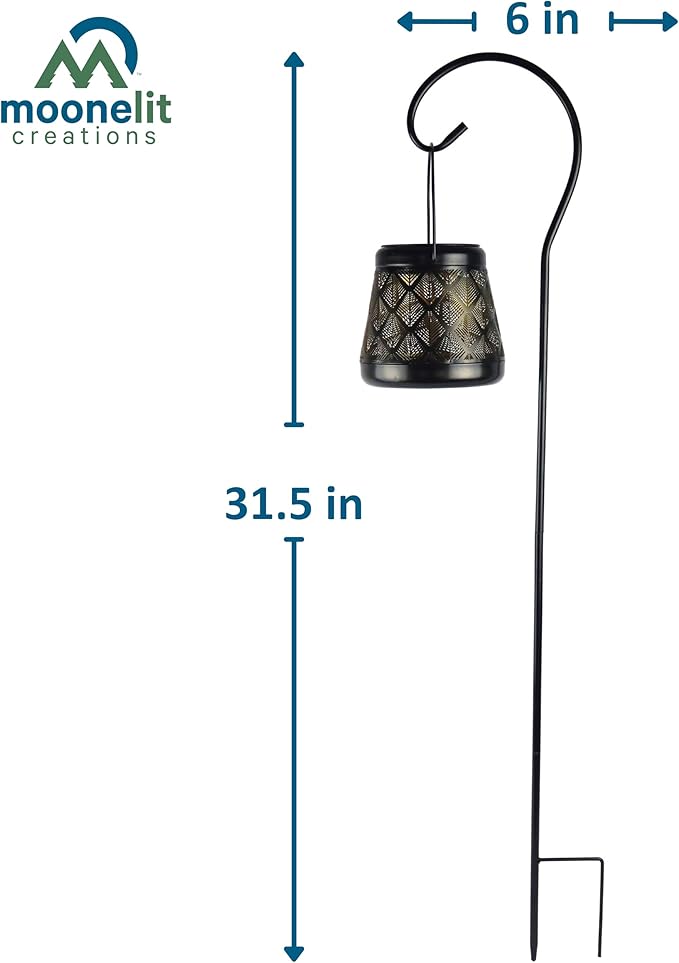 MCSSLNT Solar LED Stake Lantern with Shepherd Hook, Waterproof Solar-Powered Lighting, Decor for Gardens, Pathways & Patios
