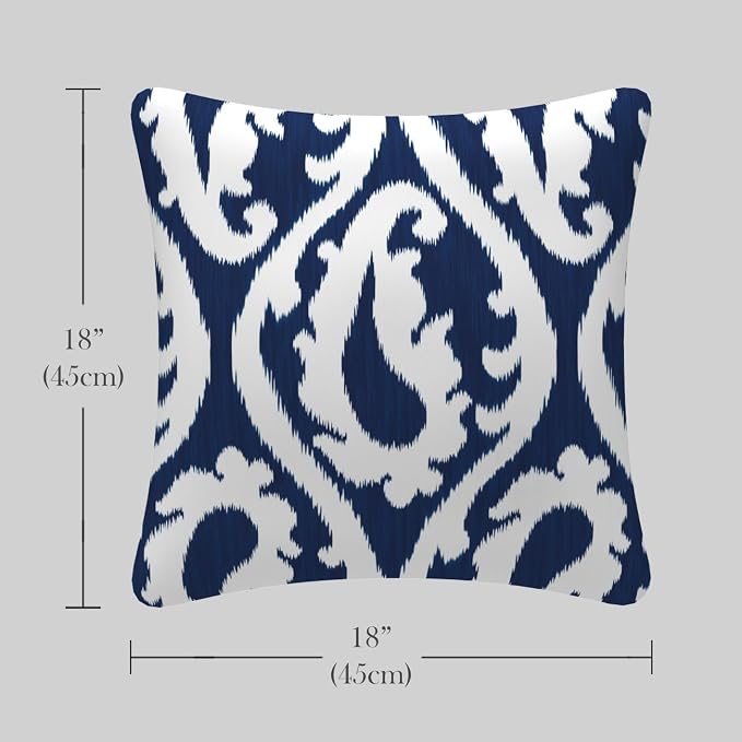 Pack of 2 Outdoor Waterproof Decorative Throw Pillow Covers for Patio Furniture, 18x18 Inch Square Fade Resistant Patio Garden Cushion Covers for Couch Bed Sofa, Paisley Navy