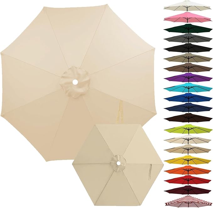 Outdoor Umbrella Replacement Canopy, Patio Umbrella Replacement Top Cover, Outdoor Umbrella Replacement Cloth, 6.5-13.1ft Waterproof UV-Resistant Fabric, for Garden Pool, Canopy Only