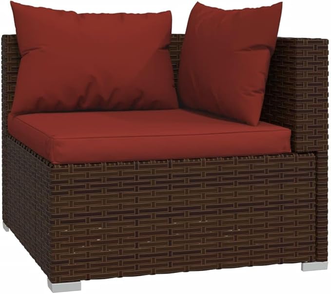 9 Piece Patio Lounge Set with Cushion, Furniture Conversation Sets Outdoor Patio Sectional Patio Lounge Set Piece Patio Set s Poly Rattan Brown