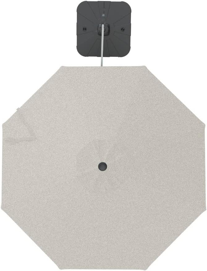 Midtown Umbrellas The Grande Round 10 FT Outdoor Cantilever Patio Umbrella w/Sunbrella Chartres Silk Acrylic Fabric - 8 Rib Aluminum Frame Offset w/Tilt And 360° Rotate Pedal System - Silver Frame