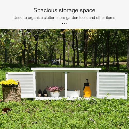 Outdoor Deck Box, Solid Wood and Metal Patio Storage, Garden Box with Plastic Feet for Balcony and Patio