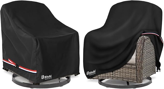 Bitubi Waterproof 2 Pack Outdoor Swivel Chair Cover for Patio Chair Size Up to 30W x 34D x 38.5H inch,Outdoor Lawn Patio Furniture Covers (Black)