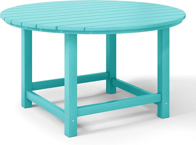 WestinTrends Malibu Kids Outdoor Patio Furniture HDPE 38" Wide Round Dining Table, Turquoise