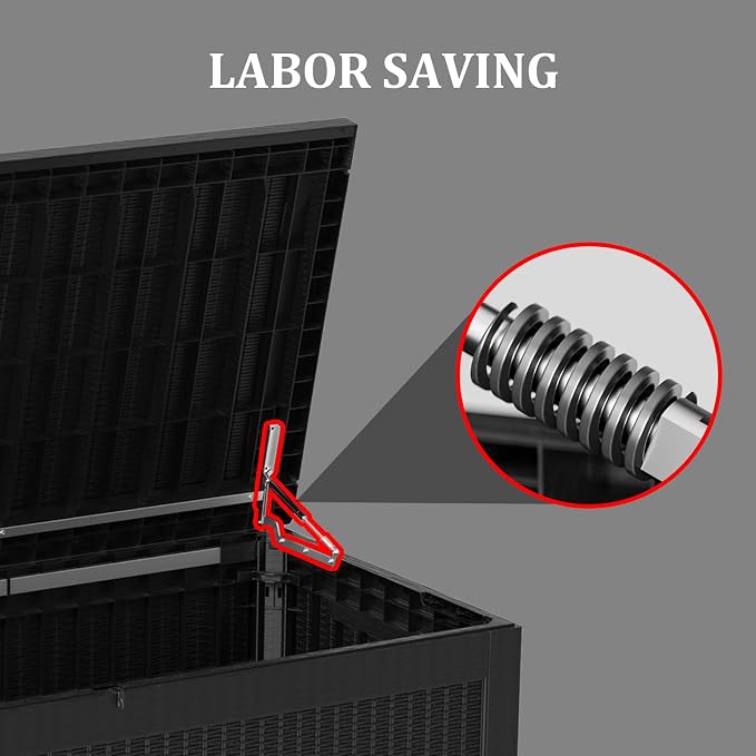 320 Gallon Deck Boxes Outdoor Waterproof, Outdoor Storage Box with Lockable Lid & UV-Resistant for Patio Furniture, Outdoor Cushions, Garden Tools and Pool Supplies, Black