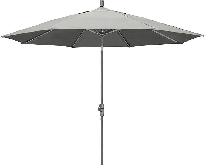 California Umbrella 11Ft Premium Sunbrella Patio Umbrella, Hand-Crank, Tilt-Collar, Gray Frame, Granite Fabric
