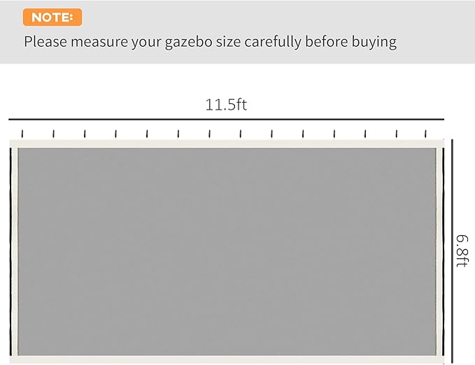 Outsunny 10' x 13' Universal Replacement Mesh Sidewall Netting for Patio Gazebos and Canopy Tents with Zippers, Sidewall Only, White