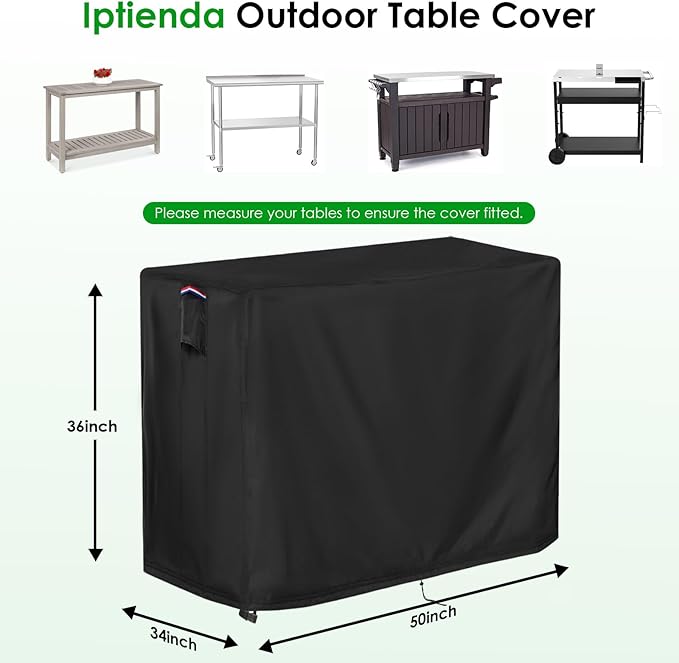 Outdoor Table Cover for Outdoor Buffet Table, 50 inch Waterproof Bar Height Patio Furniture Cover for Patio Bar Table,Grill Cart-50"L x 34"W x 36"H