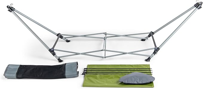 Lucania Portable Hammock with Stand Included - Foldable Freestanding Hammock for 2 Person (290 lbs Capacity) - Heavy Duty Stand Alone Hammock for Indoor, Outdoor, Camping, Patio & Backyard