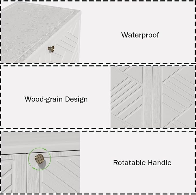 Mrosaa Storage Box Outdoor Caninet,Resin Indoor Storage Box Waterproof,Outdoor Storage Cabinets for Patio/Garden/Backyard(with 1 Shelf)-White