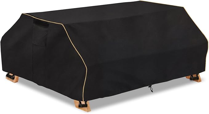 Bitubi 96 Inch Waterproof Picnic Table Cover With Bench Covers,Classic Black Wind Dust Proof Anti-UV, 96”Outdoor Cover For Picnic Table
