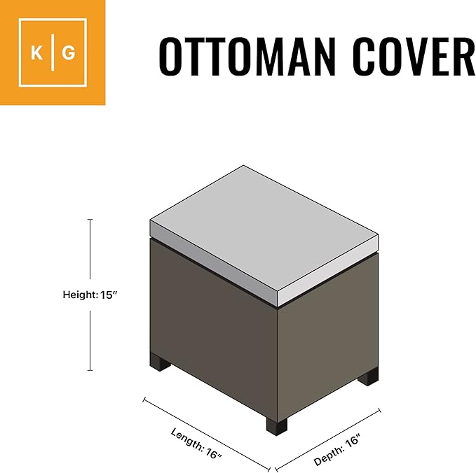 KHOMO GEAR Heavy Duty Outdoor Furniture Cover - Waterproof Square & Rectangular Covers with Air Vents - UV Resistant Polyester Patio Garden Cover - for Ottoman, Tables, Coffee Side Tables and Others