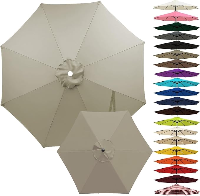 Outdoor Umbrella Replacement Canopy, Patio Umbrella Replacement Top Cover, Outdoor Umbrella Replacement Cloth, 6.5-13.1ft Waterproof UV-Resistant Fabric, for Garden Pool, Canopy Only