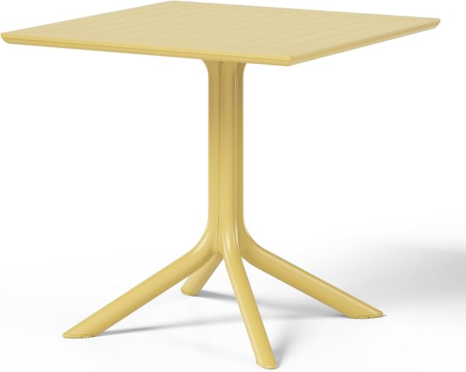 WestinTrends Playa 31.5" Square Outdoor Plastic Resin Patio Dining Table for 4, Yellow