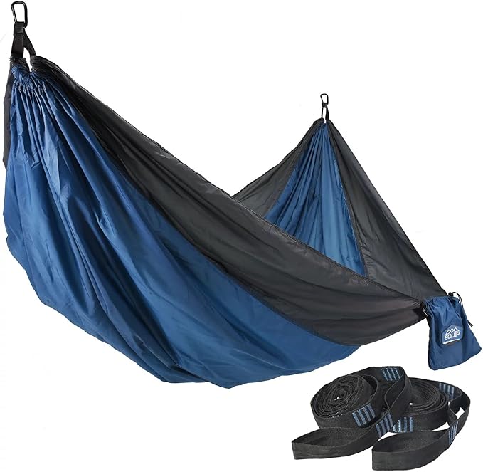 2 Person Travel Hammock with Straps Blue/Gray Holds 500lbs