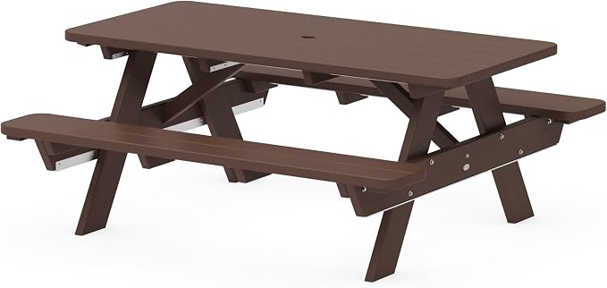 POLYWOOD PT172MA Park 72" Picnic Table, Mahogany