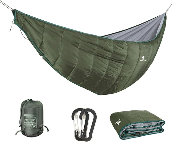 Hammock Underquilt, Lightweight Portable Outdoor Camping Underquilt with Elastic Rope & Steel Buckle, Warm Insulation for Single & Double Hammock Outdoor Use (Army Green)