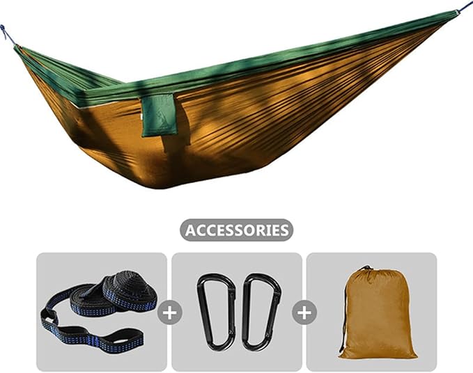 NOBRIM Camping Hammock Large Portable Hammock Accessories Swing with 2 Tree Strap 2-3 People Nylon Parachute Hammock for Outdoor Leisure