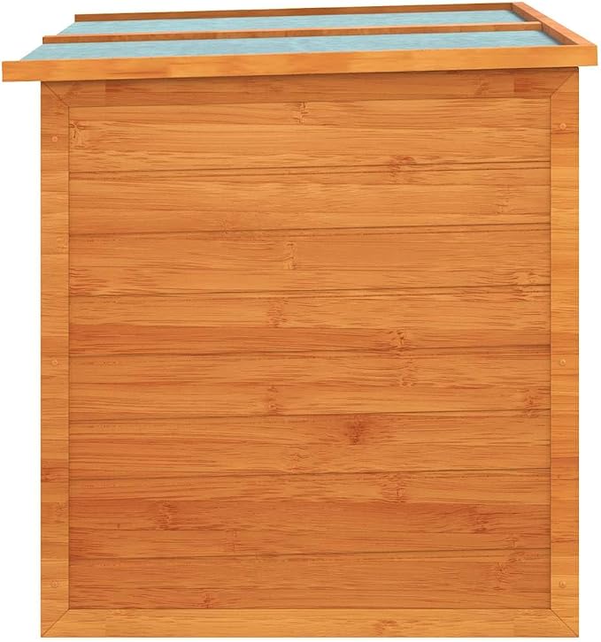 Wooden Outdoor Storage Box, 49.6 Inch Large Deck Box for Patio Garden and Backyard, Rectangular Storage Chest for Cushions and Gardening Tools, Solid Fir Wood Construction, Brown