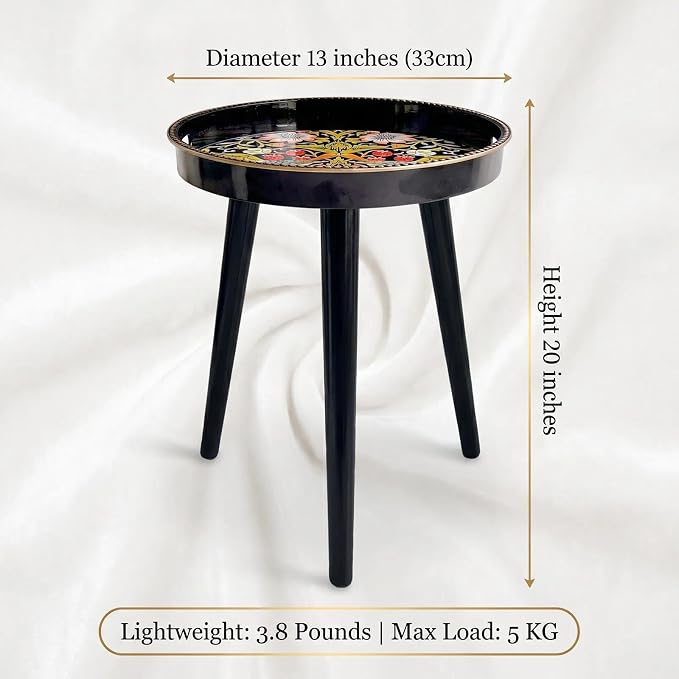 Round Indoor Side Tables with Detachable Wooden 3 Legs, Versatile Tray Table, Perfect for Round Coffee Table Tea, and Relaxation Time 17.7 Inch (Strawberry)