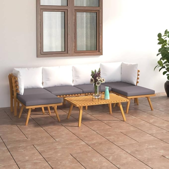 Patio Lounge Set with Cushions,Patio Furniture Sets,Patio Conversation Sets,Outdoor Furniture Sets,for Garden,Backyard,Outdoor,7 Piece Solid Acacia Wood
