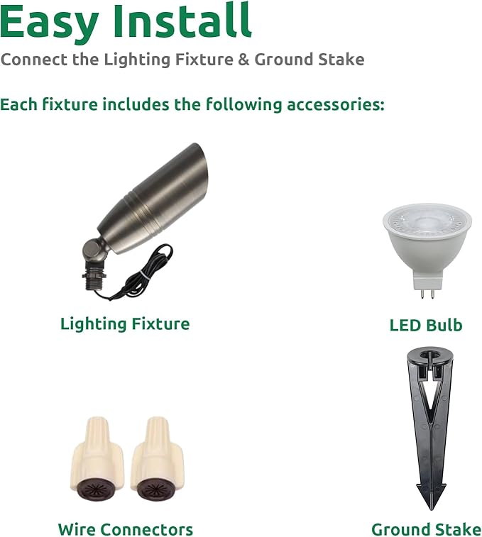 DOSHINE® Solid Brass Landscape LED Spotlights Outdoor Low Voltage Landscape Lighting AC/DC 12V Uplight Accent Light for Tree Garden Yard with Replaceable 5W 3000K Warm White 560LM MR16 Bulb (6-Pack)