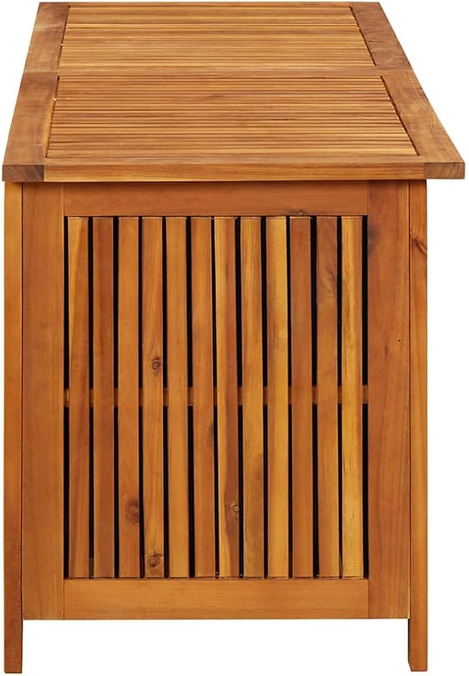 Wooden Patio Outdoor Storage Box, Deck Box Storage Chest, Garden Tools Container, 59.1"x19.7"x22.8" Solid Acacia Wood,-277