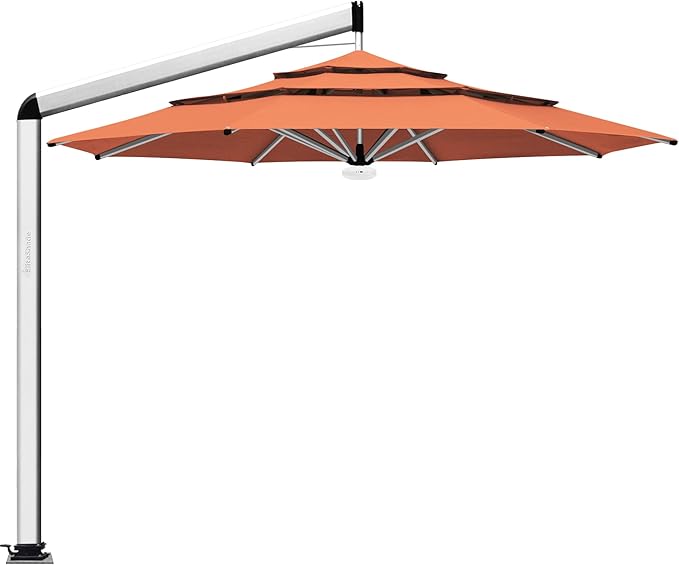 EliteShade USA Atlas 3-Tier 11FT Full Aluminum Cantilever Patio Umbrella for Outdoor Restaurant Garden Courtyard Deck Pool and Marketing with Light (No battery), Rust